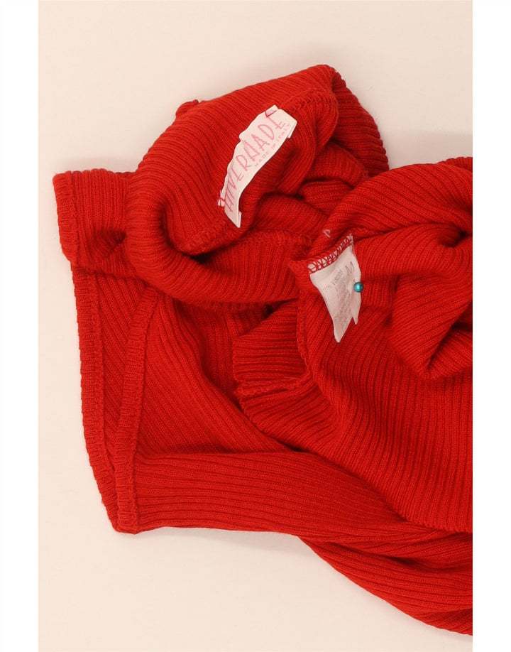 Vintage Dame Vest Tank Top UK 12 Medium Red Viscose