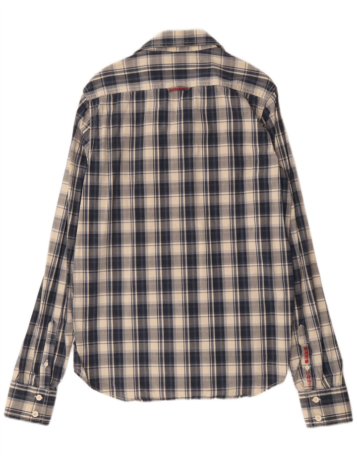 Superdry herreskjorte stor marineblå ternet bomuld