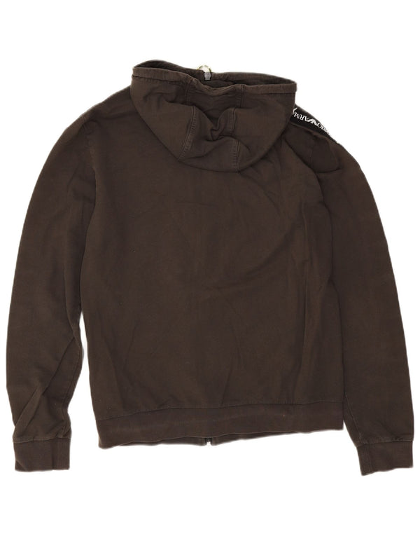 Emporio Armani Womens Zip Hoodie Sweater UK 10 Small Khaki Colourblock