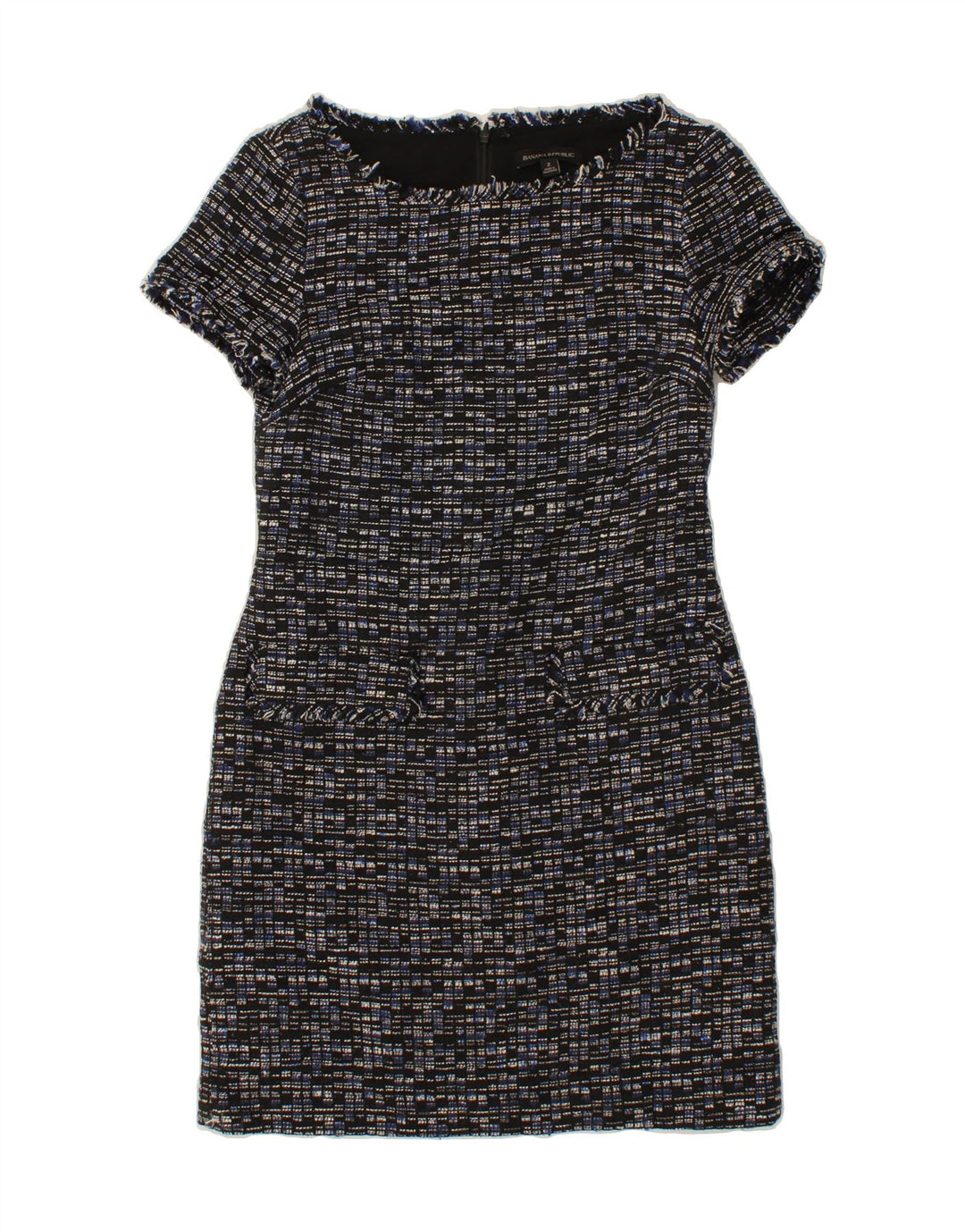 BANANA REPUBLIC Womens Sheath Dress US 2 XS Navy Blue Check Polyester Vintage Banana Republic and Second-Hand Banana Republic from Messina Hembry 