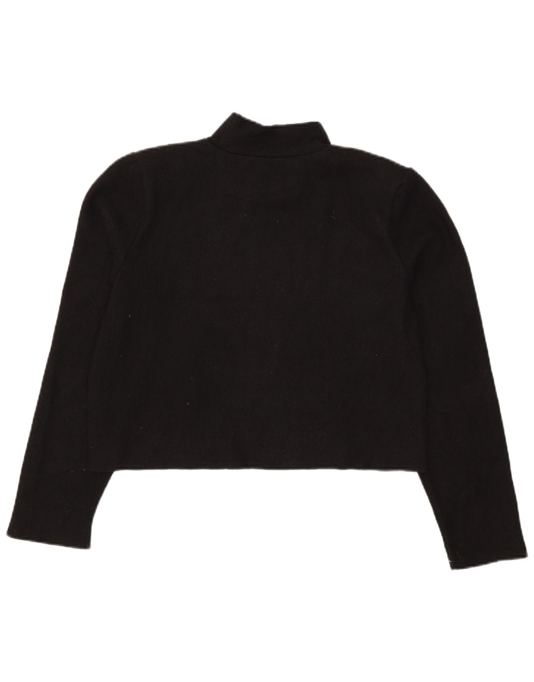 Zara Womens Crop Top Langærmet UK 14 Medium Sort Polyester