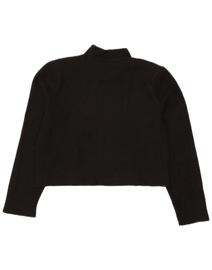Zara Womens Crop Top Langærmet UK 14 Medium Sort Polyester
