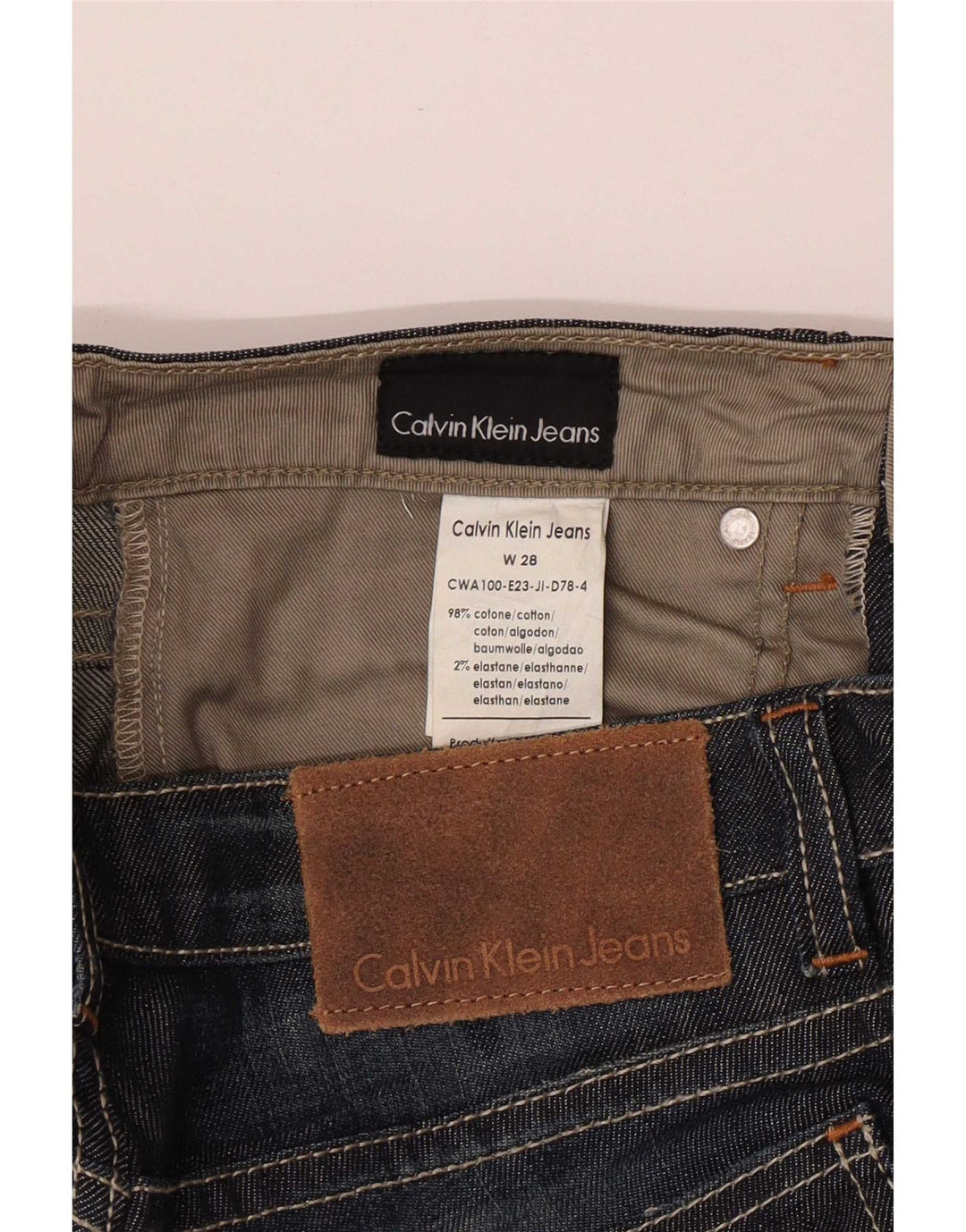 Calvin Klein Dame Straight Jeans W28 L31 Marineblå Bomuld