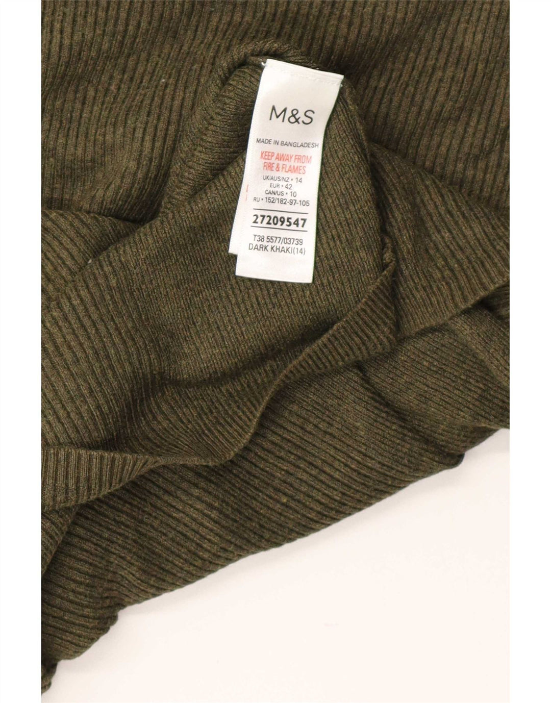 Marks & Spencer Dame Turtle Neck Jumper Sweater UK 14 Stor Khaki Viscose