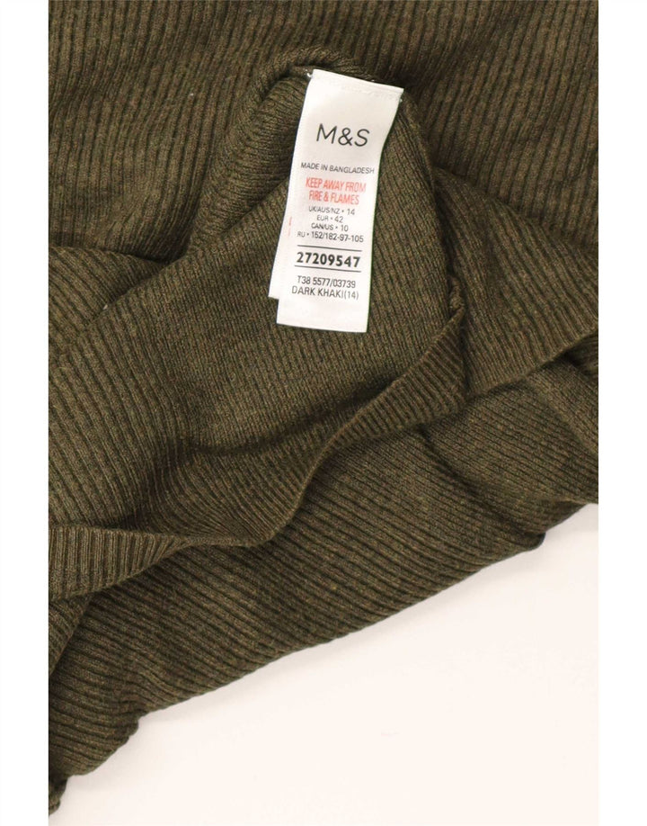 Marks & Spencer Dame Turtle Neck Jumper Sweater UK 14 Stor Khaki Viscose