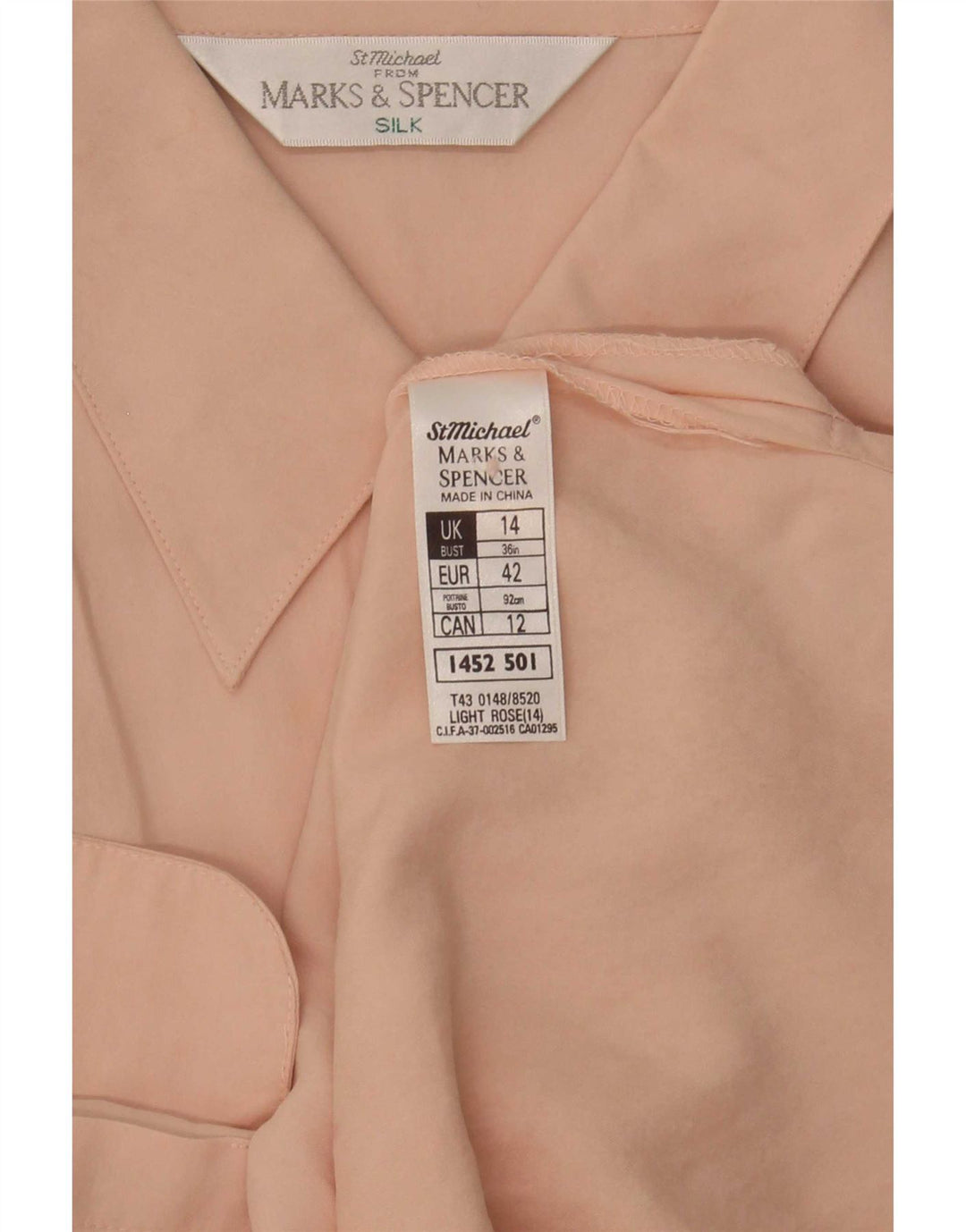 Marks & Spencer Dame St. Michael skjortebluse UK 14 Large Pink Silk
