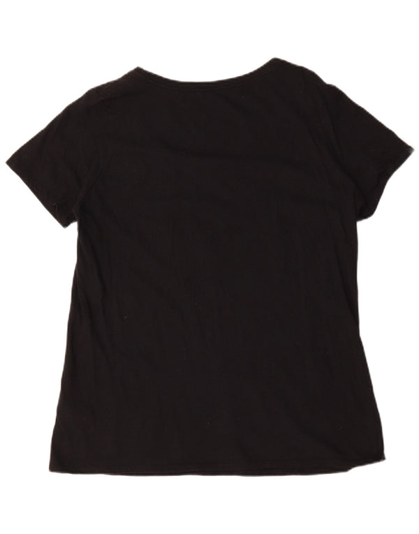 Nike Womens Athletic Cut Graphic T-Shirt Top UK 16 Large Black Cotton