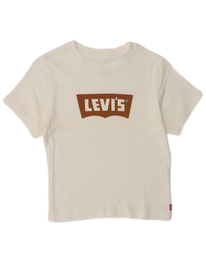 Levi's Womens Crop Grafisk T-Shirt Top UK 8 Small White