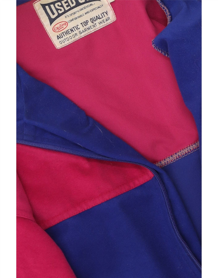 Vintage herre unisex velour træningsdragt topjakke stor blå farveblok