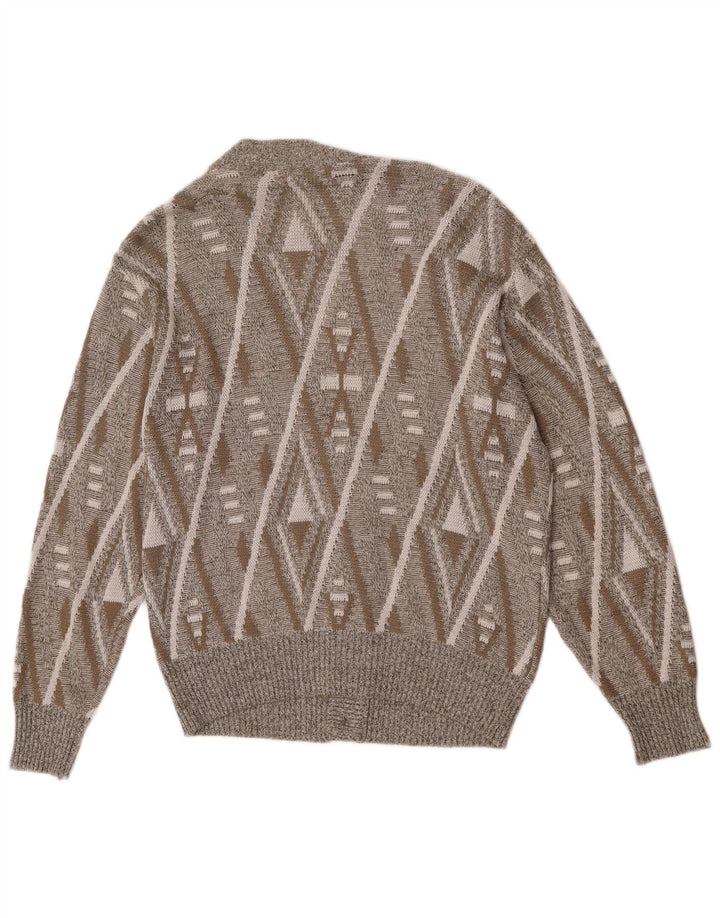 Breidhof Herre Cardigan Sweater IT 52 Stor Grå Geometrisk