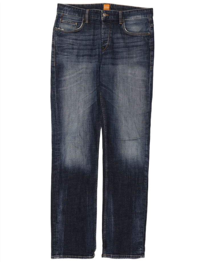 Hugo Boss Straight Jeans til mænd W34 L36 blå bomuld