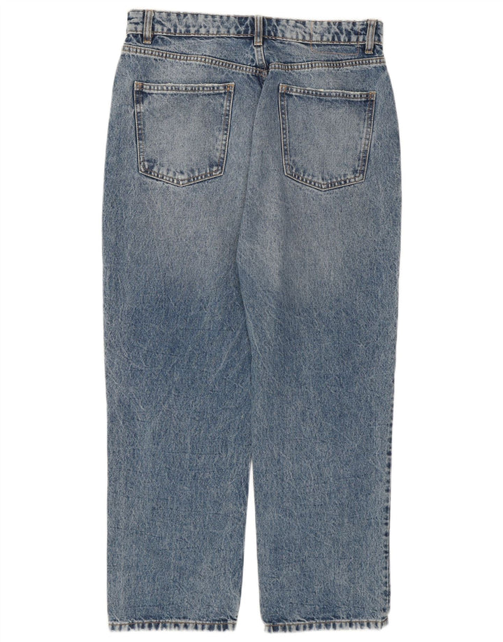 Zara Dame Crop Højtaljede Jeans EU 44 XL W34 L26 Blå Bomuld