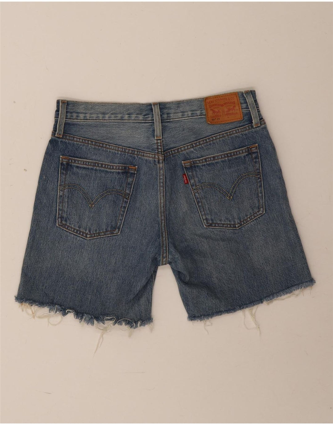 LEVI'S Womens 501 denimshorts W26 Små blå plettet bomuld