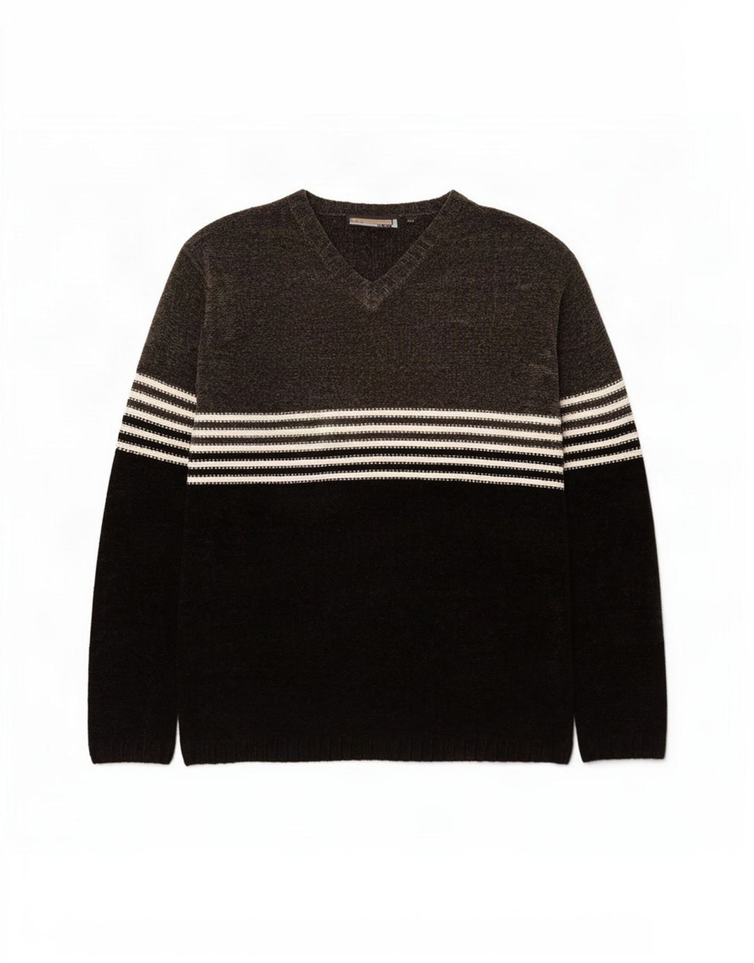 Vintage herre velour V-hals sweater stor grå farveblok