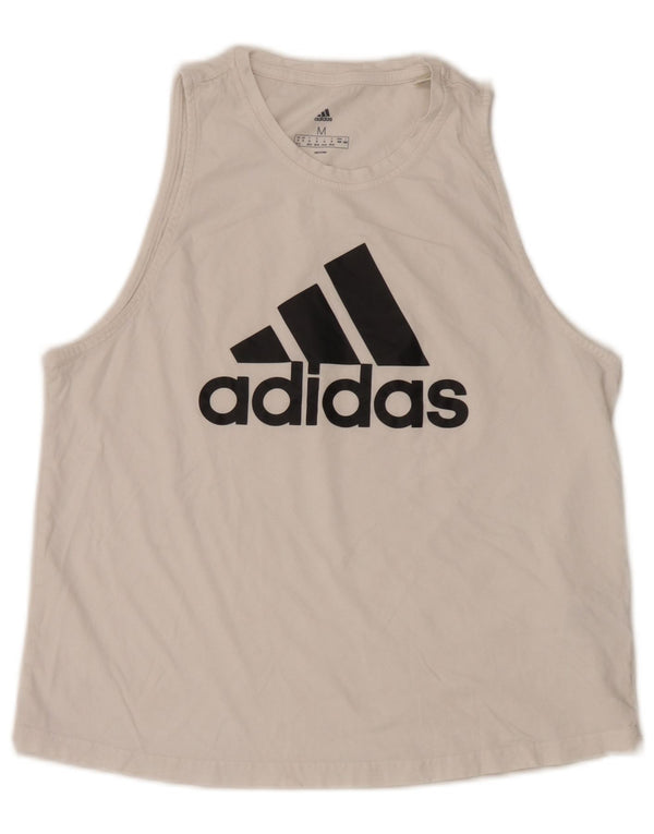 Adidas Dame Grafisk Vest Top UK 12/14 Medium White Bomuld