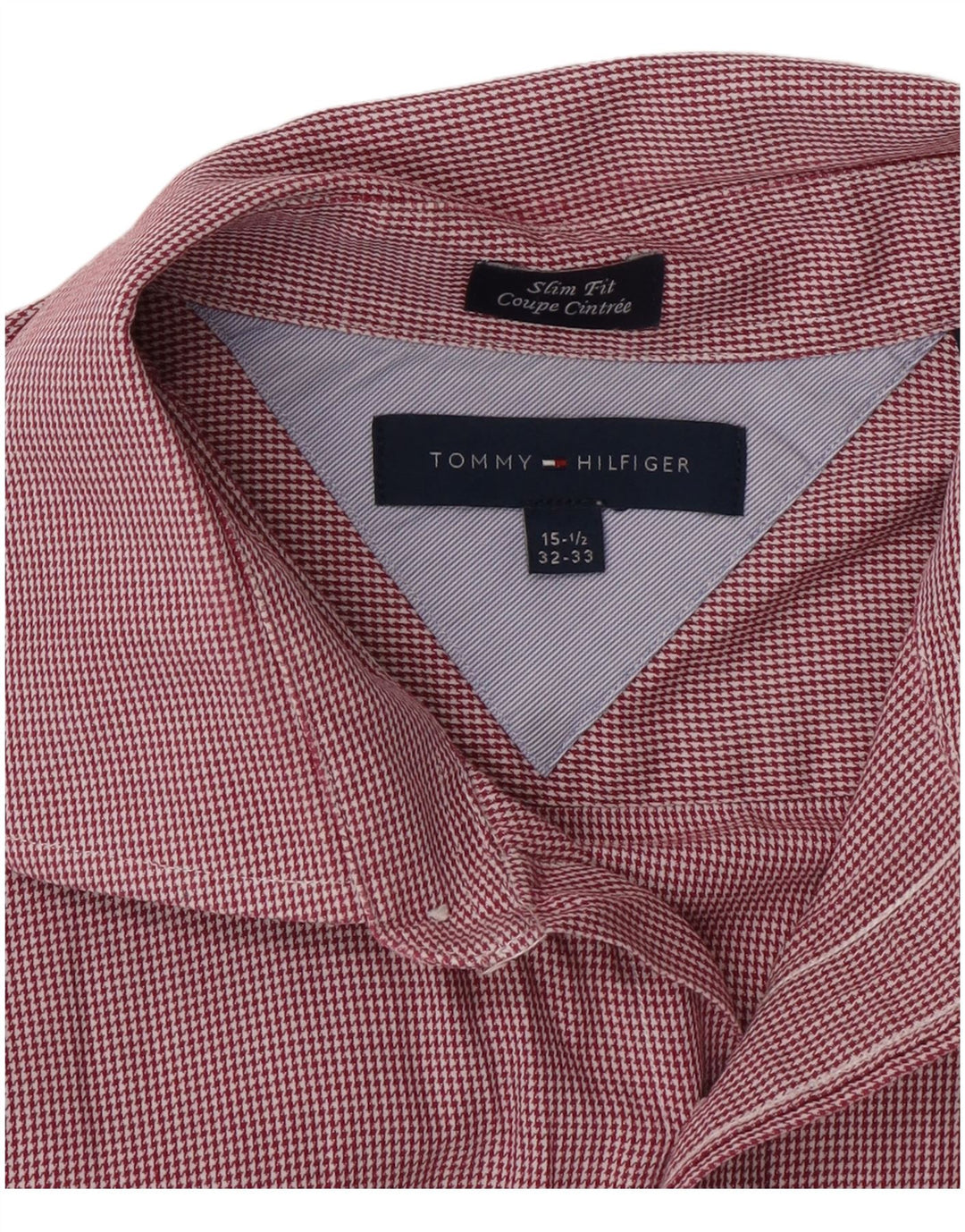 Tommy Hilfiger Herre Slim Fit Skjorte Størrelse 15 1/2 Medium Rød Ternet