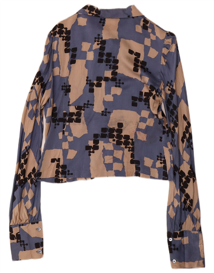 LES COPAINS Dame 2-delt nederdelsæt IT 42 Medium W28 Blå Geometrisk Silke