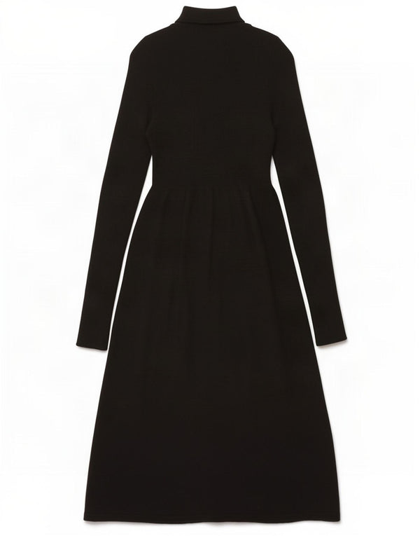 Zara Womens Maxi Long Sleeve Jumper Dress UK 14 Large Black Rayon