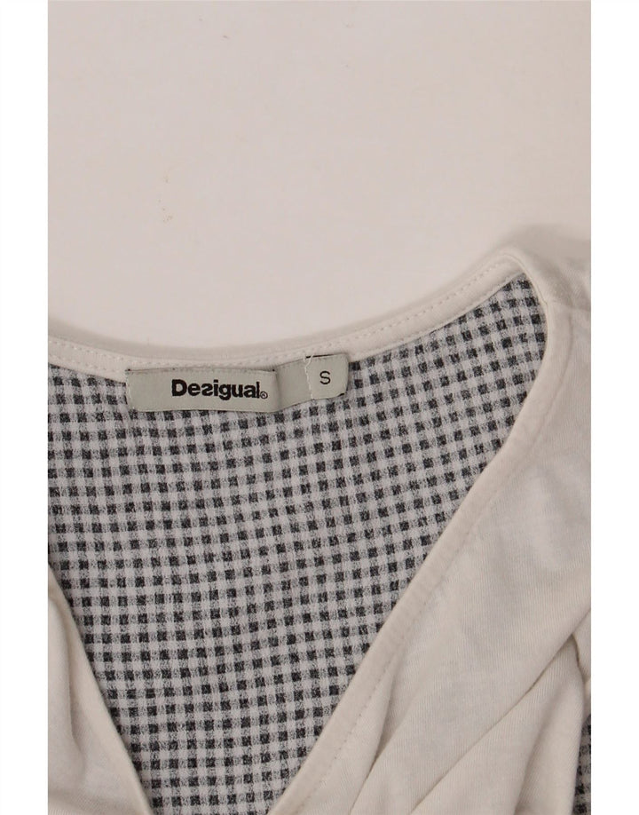 DESIGUAL Dame ærmeløs bluse Top UK 10 Small White Floral