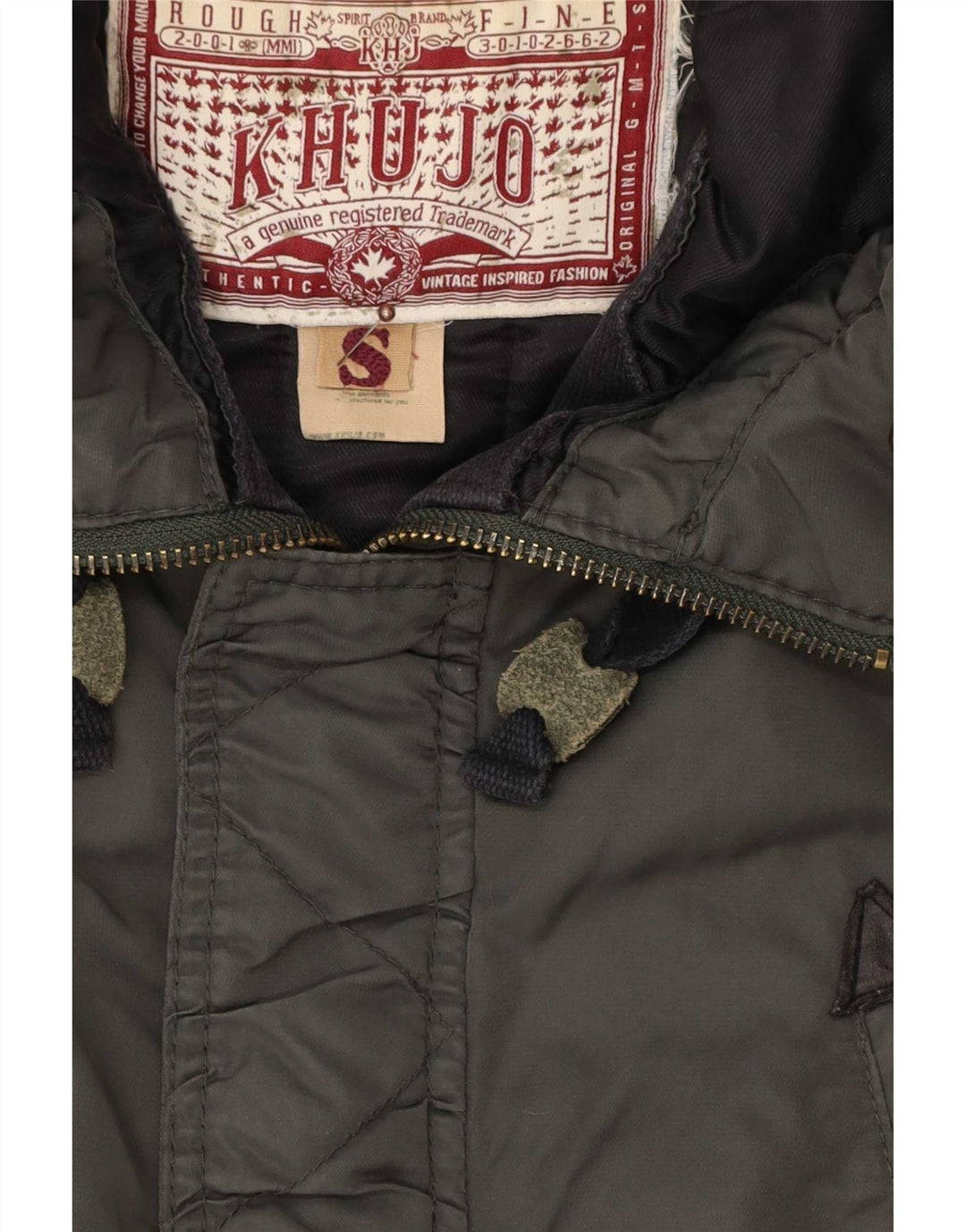 KHUJO Herre Hooded Parka Jacket UK 36 Small Green Polyester