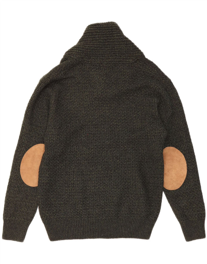 ZARA Mens Shawl Neck Jumper Sweater Medium Green Vintage Zara and Second-Hand Zara from Messina Hembry 