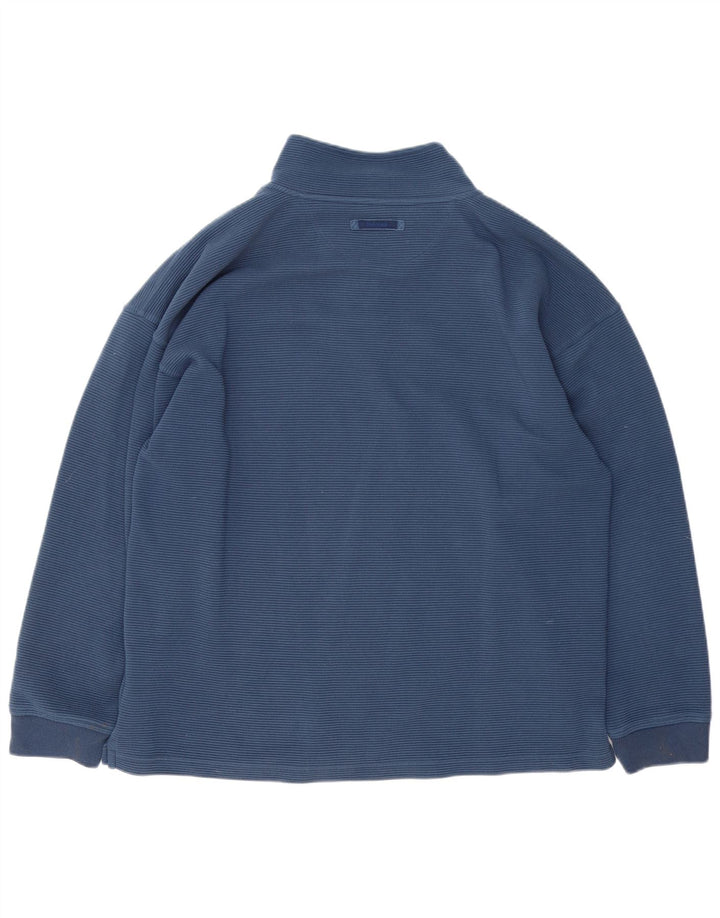 Reebok Herre Loose Fit Zip Neck Sweatshirt Jumper Large Blue Polyester