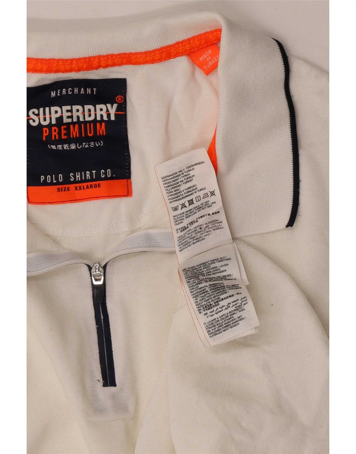 Superdry herre poloshirt 2XL hvidstribet bomuld