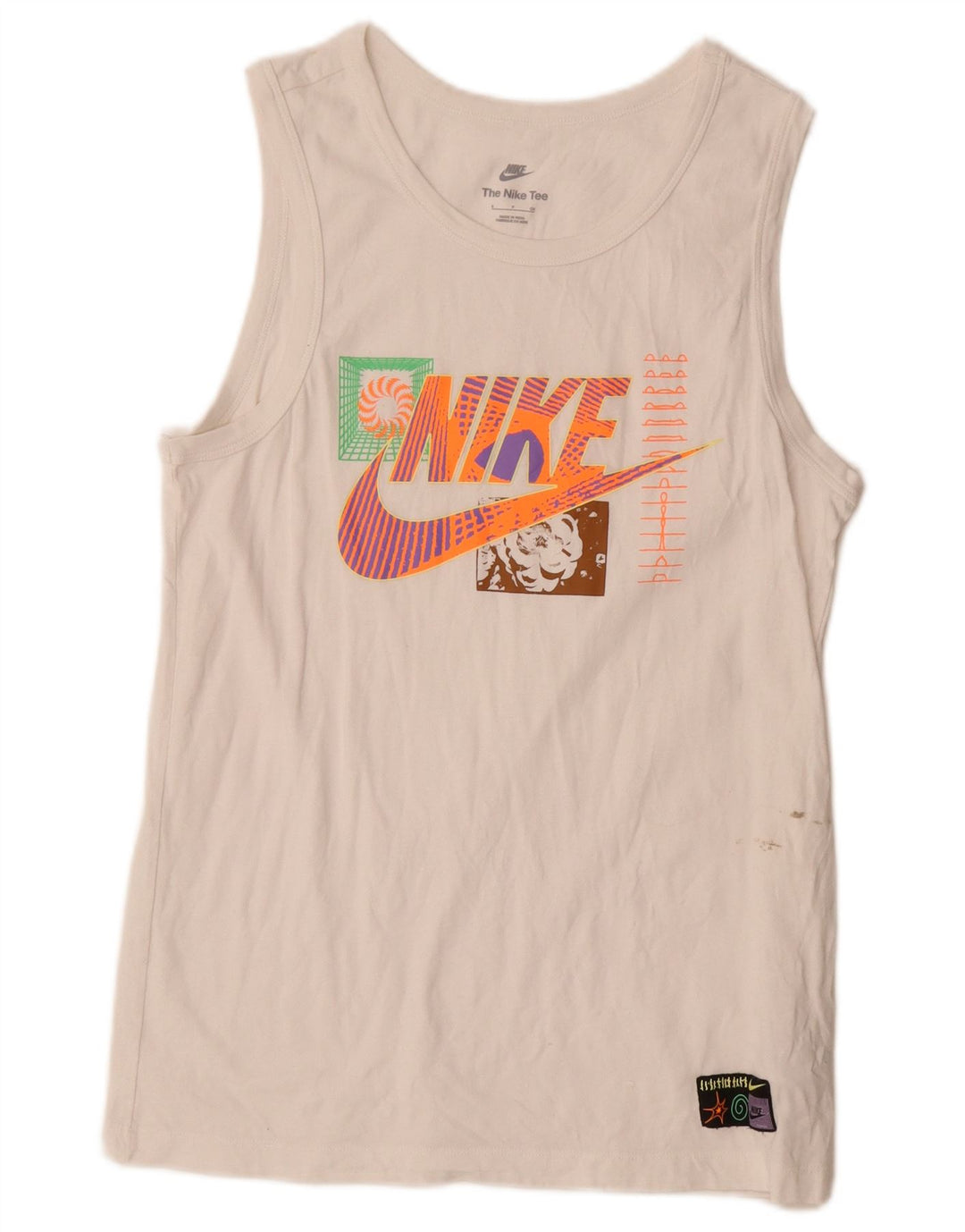 Fila Herre Grafisk T-Shirt Top Lille Hvid Bomuld