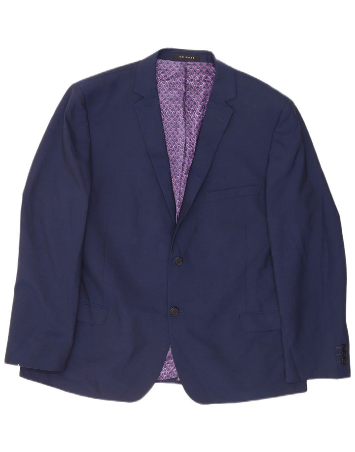 Ted Baker Herre 2 Button Blazer Jacket UK 46 3XL Navy Blue Wool