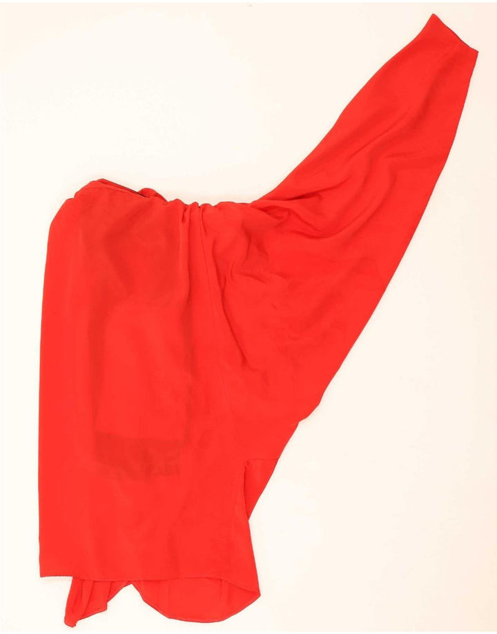 Vintage Dame Batwing Shirt Bluse UK 14 Medium Red Colourblock Polyester