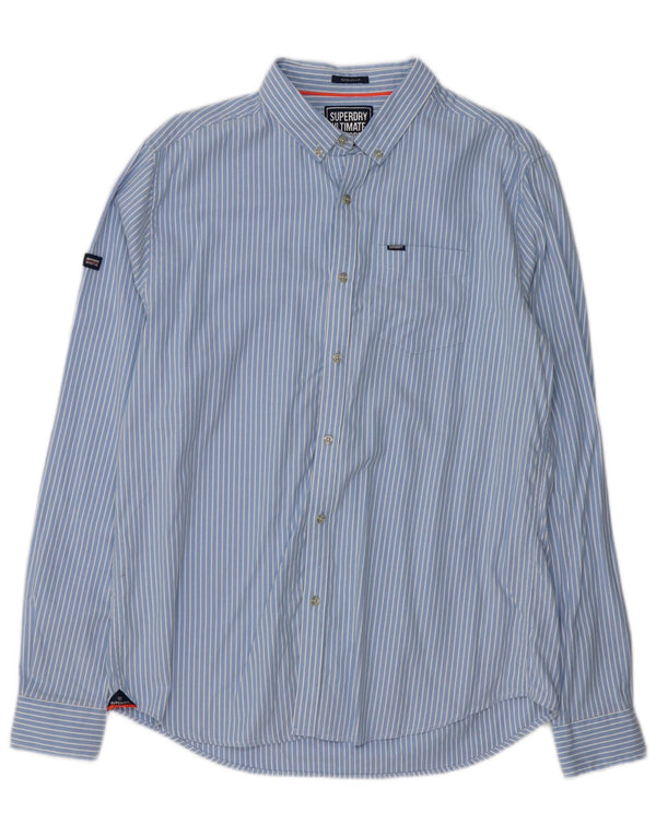 SUPERDRY Mens Regular Fit Shirt XL Blue Pinstripe