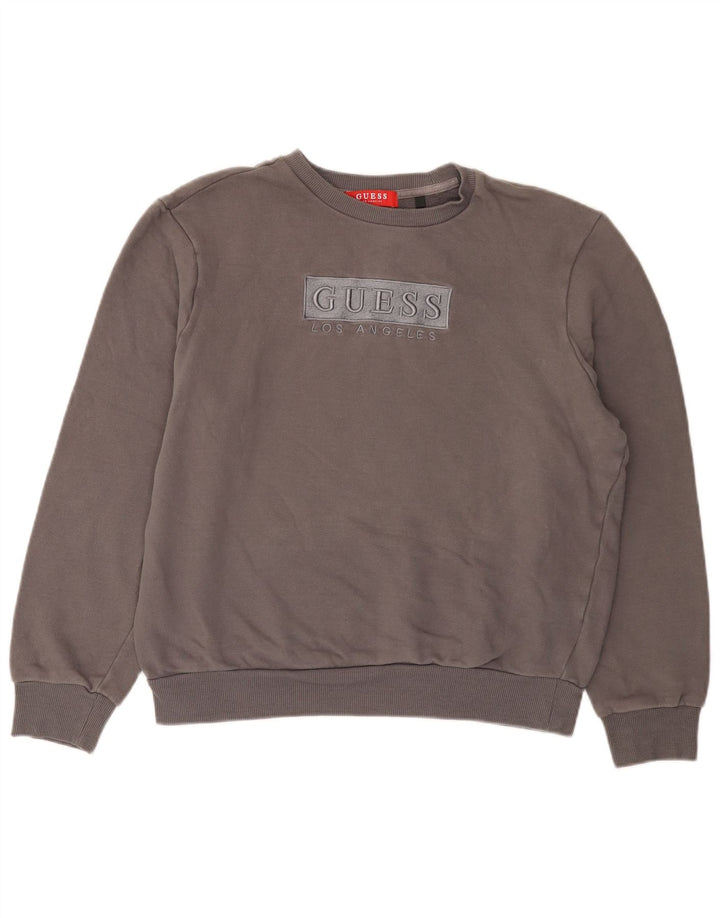 Guess Womens Grafisk Oversized Sweatshirt Jumper UK 10 Small Grey Bomuld