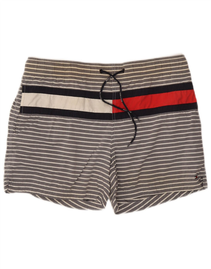 Tommy Hilfiger Badeshorts til mænd, store gråstribede bomuld