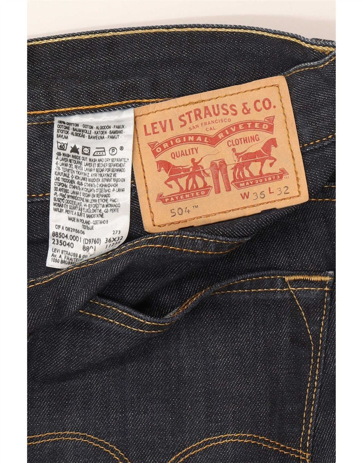 Levi's Herre 504 Straight Jeans W36 L32 Marineblå Bomuld