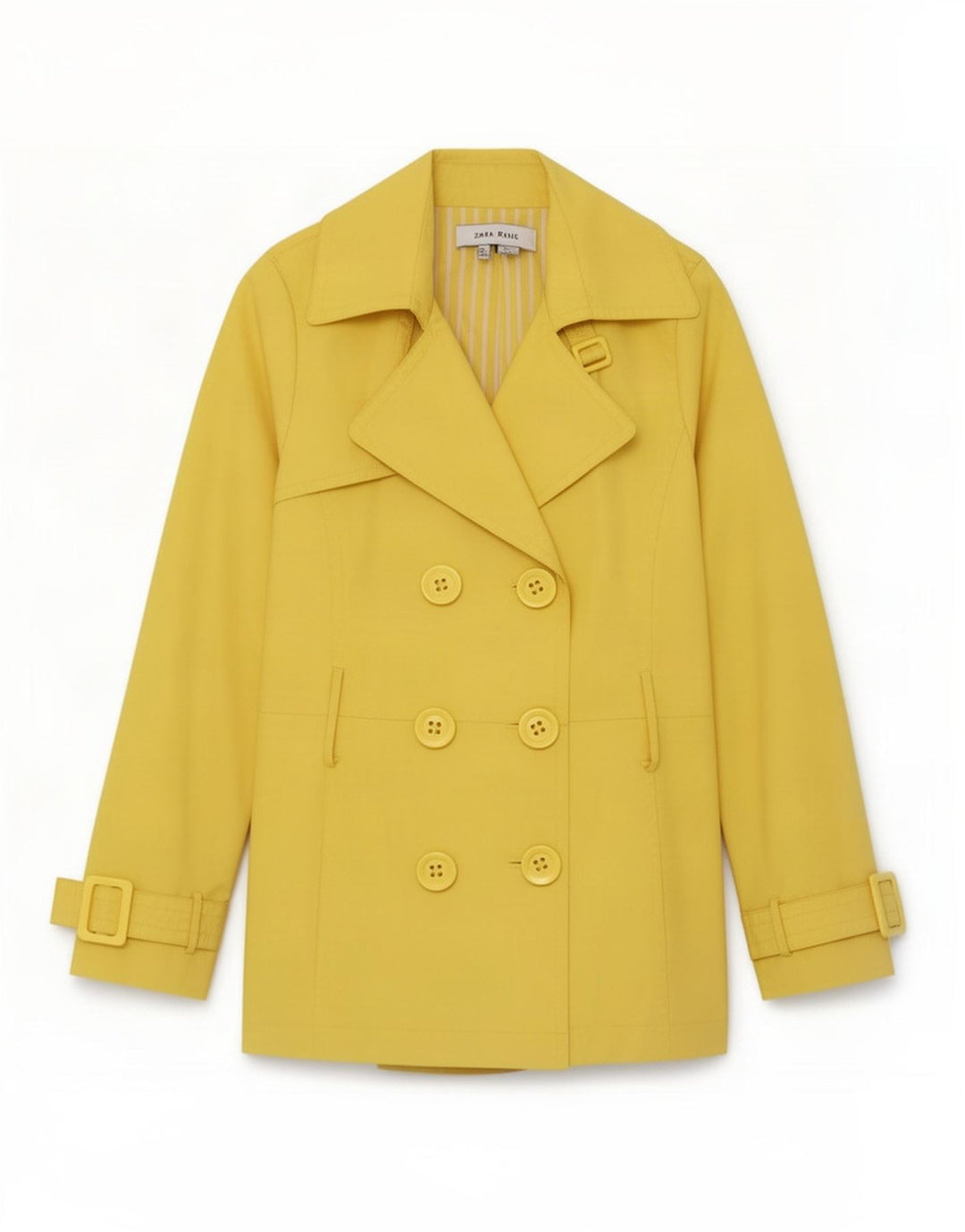 Zara Trench Coat til kvinder UK 10 Lille gul polyester