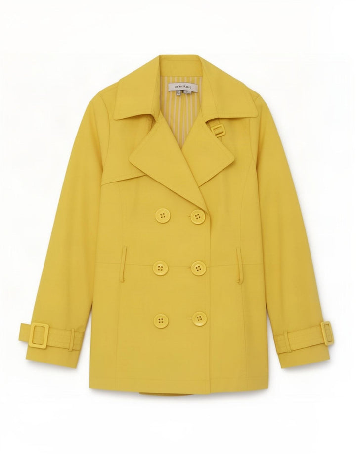Zara Trench Coat til kvinder UK 10 Lille gul polyester