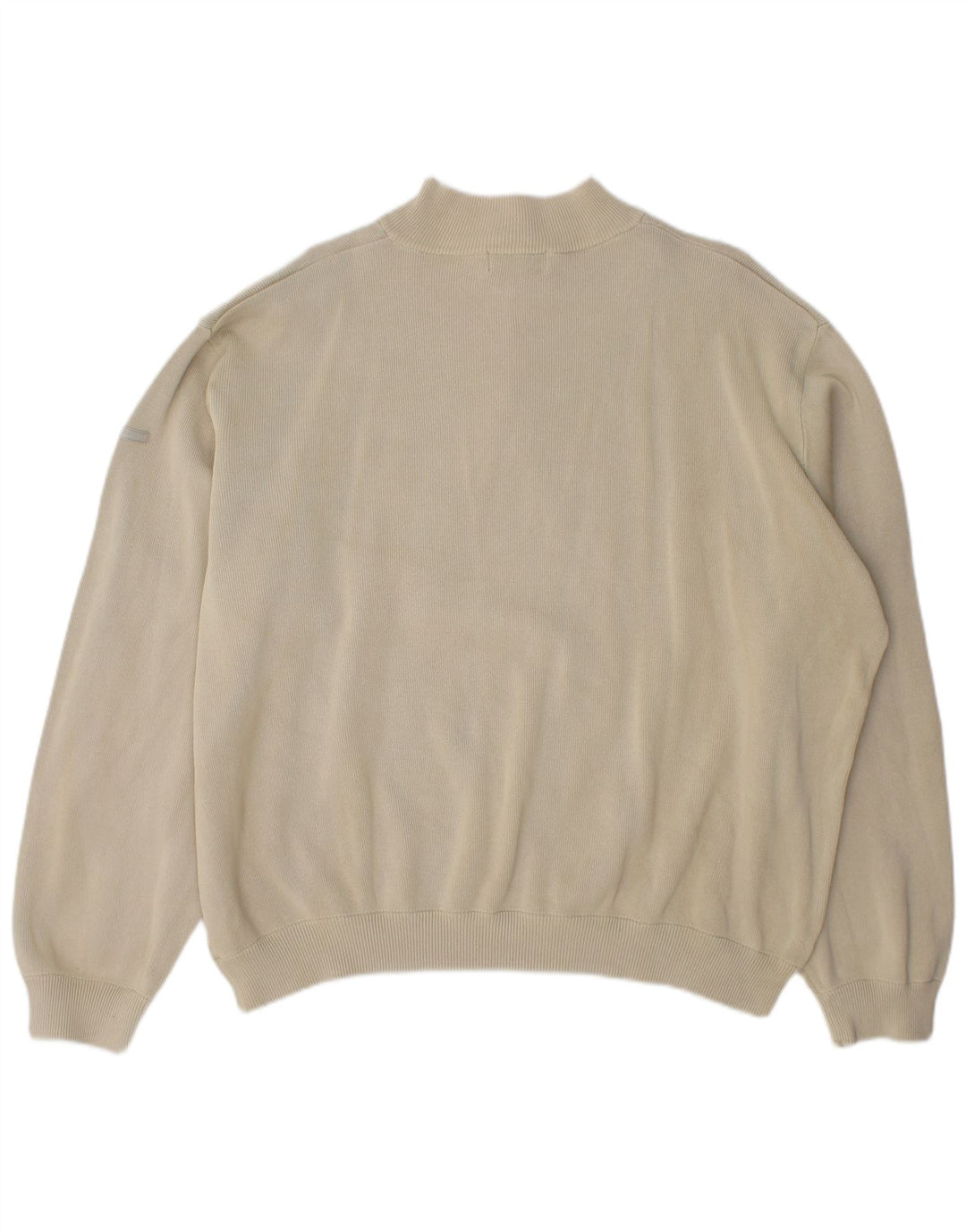 Marks & Spencer Herre Zip Neck Jumper Sweater 2XL Beige Bomuld