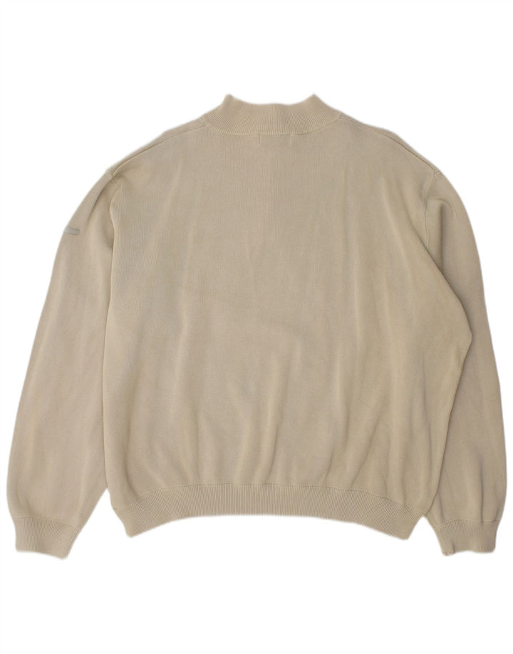 Marks & Spencer Herre Zip Neck Jumper Sweater 2XL Beige Bomuld