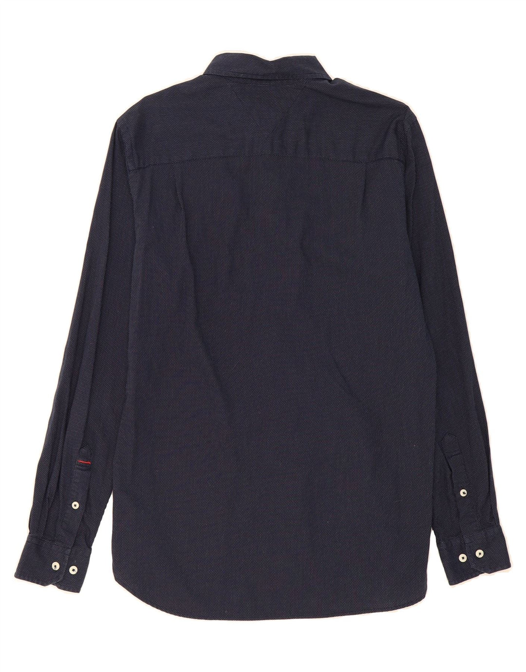 TOMMY HILFIGER Mens Custom Fit Shirt Small Navy Blue Spotted Cotton Vintage Tommy Hilfiger and Second-Hand Tommy Hilfiger from Messina Hembry 