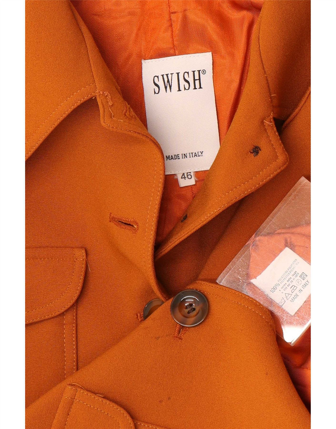 Swish Dame Military 6 Button Blazer Jacket IT 46 Large Brown Polyester