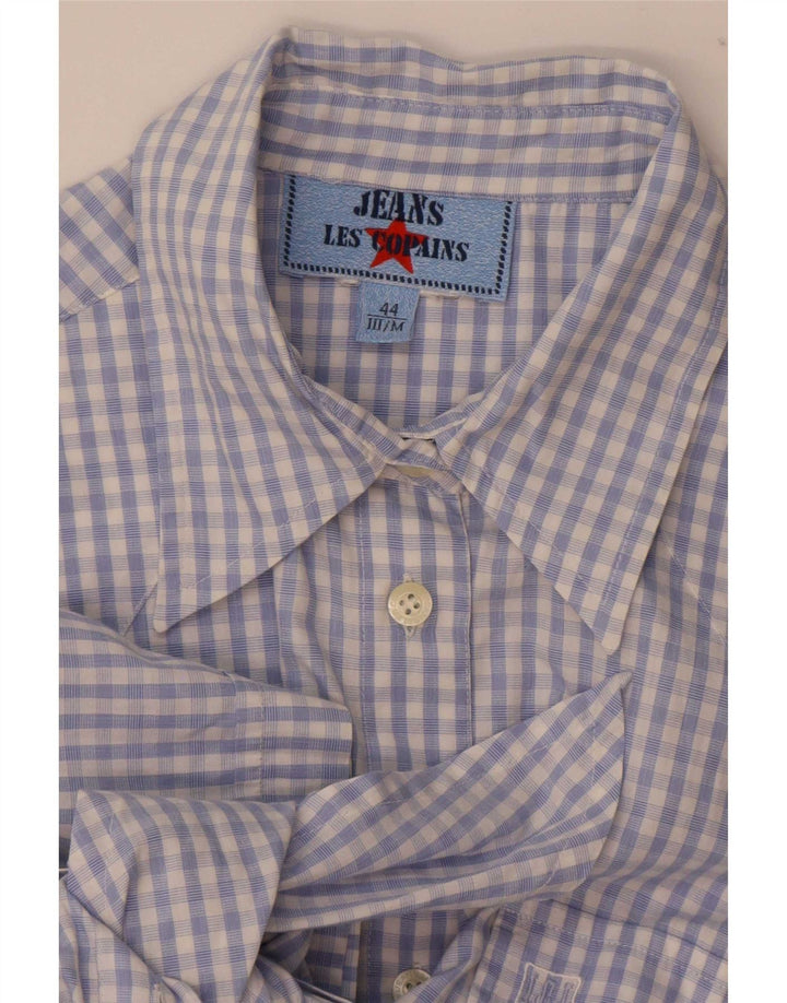 Les Copains Dame Kortærmet Bluse IT 44 Medium Blue Gingham