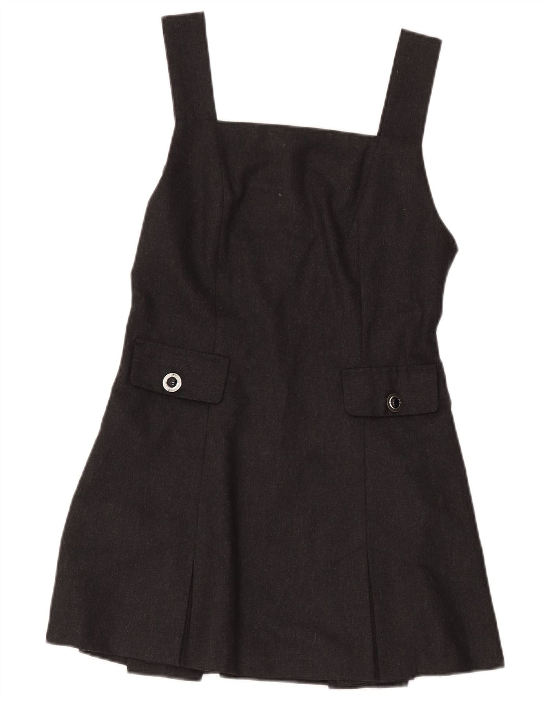 Vintage Dame Mini Ærmeløs A-Line Kjole IT 44 Medium Grå Uld