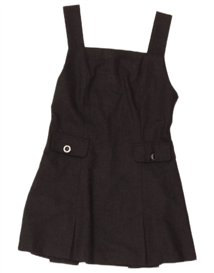 Vintage Dame Mini Ærmeløs A-Line Kjole IT 44 Medium Grå Uld