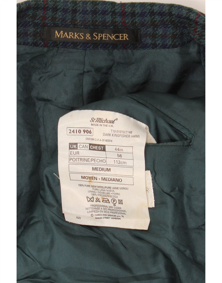 Marks & Spencer Herre St. Michael Blazer Jacket UK 44 XL Grøn Houndstooth
