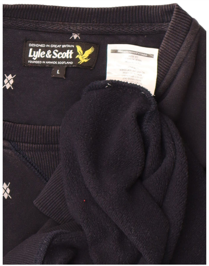 Lyle & Scott Herre Sweatshirt Jumper Stor Marineblå Plettet