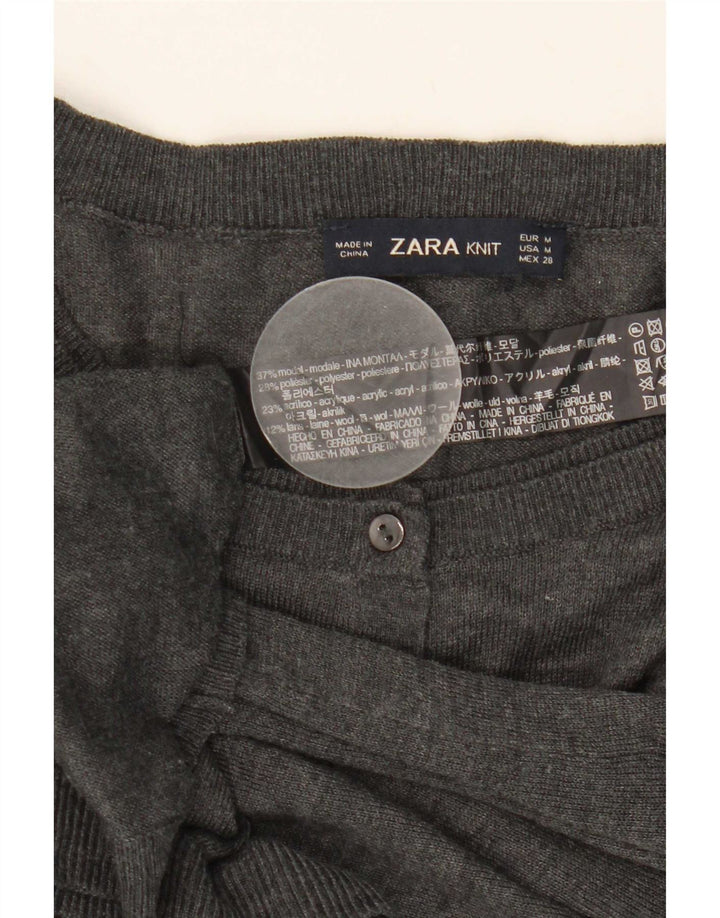 Zara Dame Cardigan Sweater UK 12 Medium Grey Modal