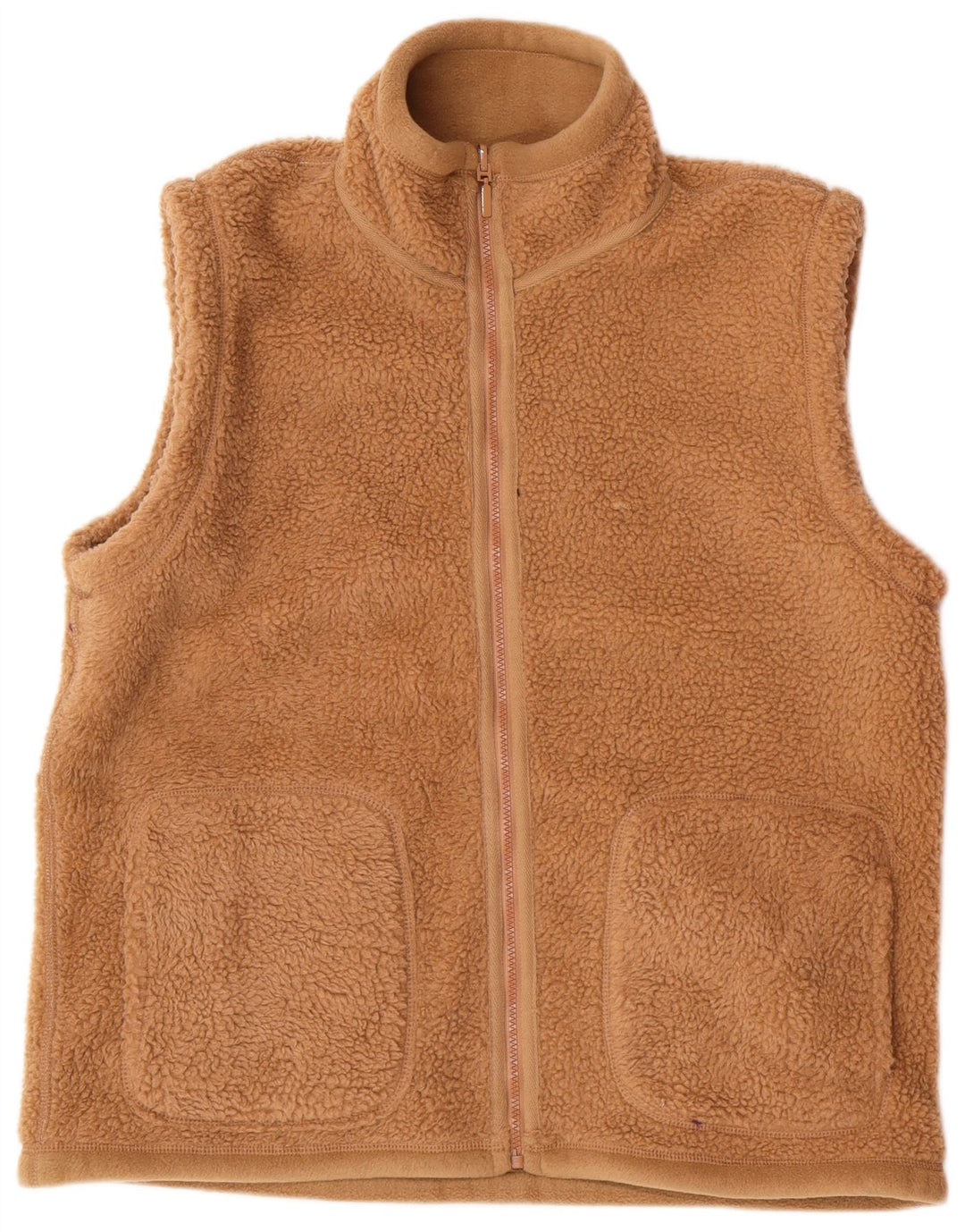 Vintage Herre Fleece Vendbar Gilet UK 38 Medium Beige Polyester