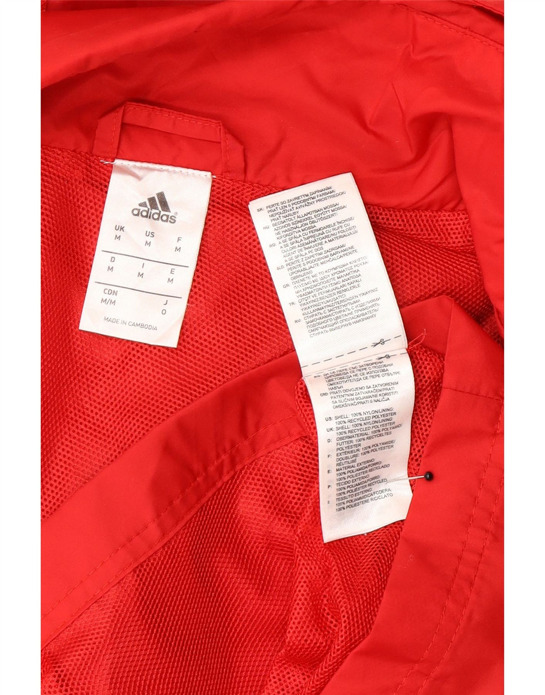 Adidas Regnjakke med hætte til mænd UK 38 Medium Rød Nylon