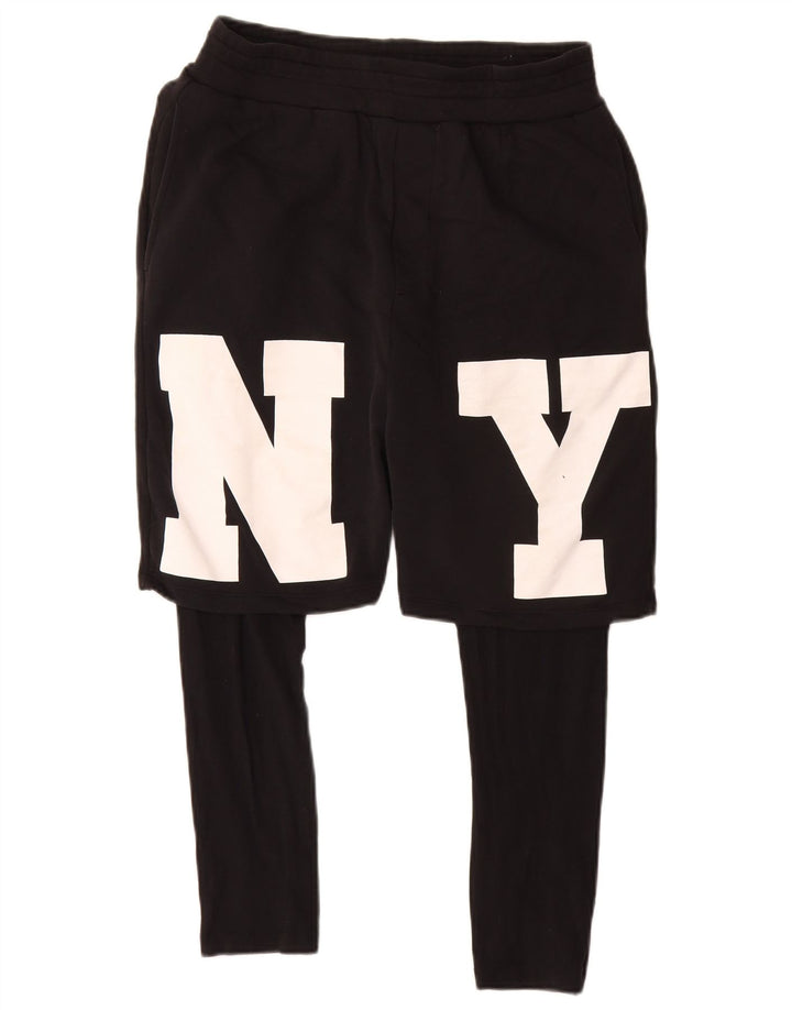 Zara Herre grafiske sportsshorts Medium sort bomuld