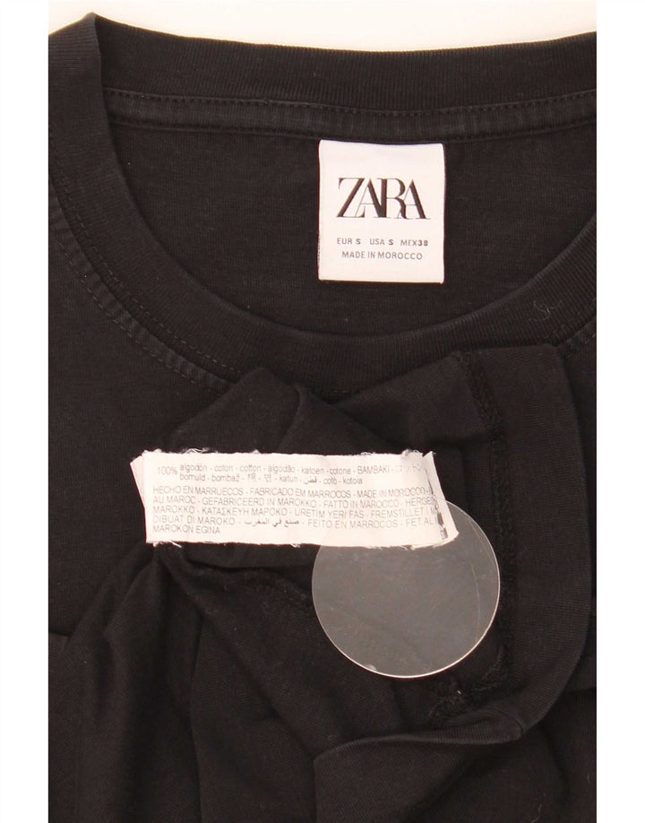 Zara Herre grafisk T-shirt top lille sort bomuld